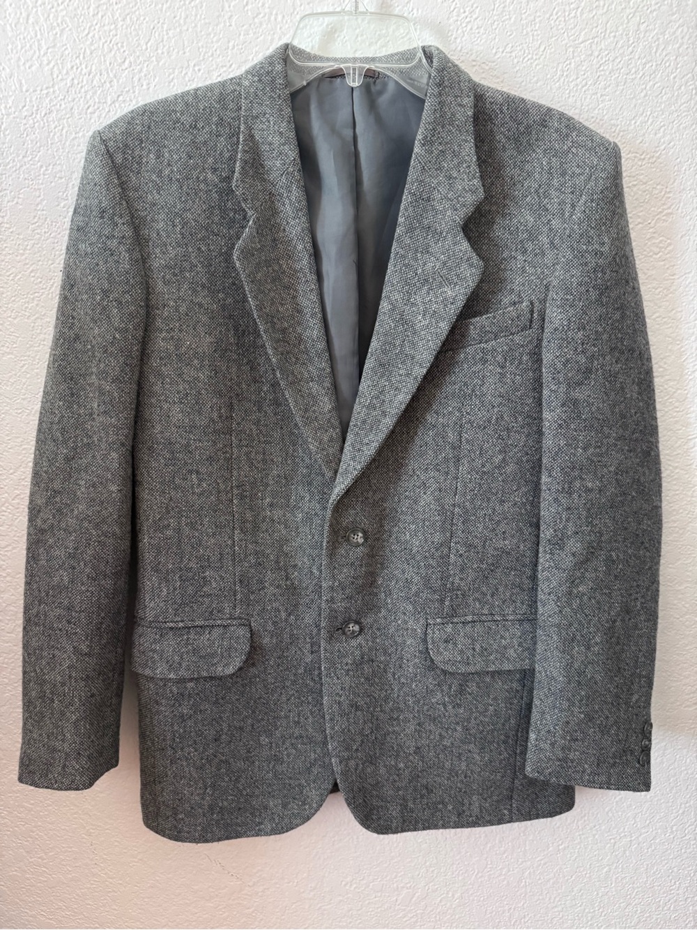 Men's Blue/Gray Tweed Sport Coat - Tailored Herringbone Blazer